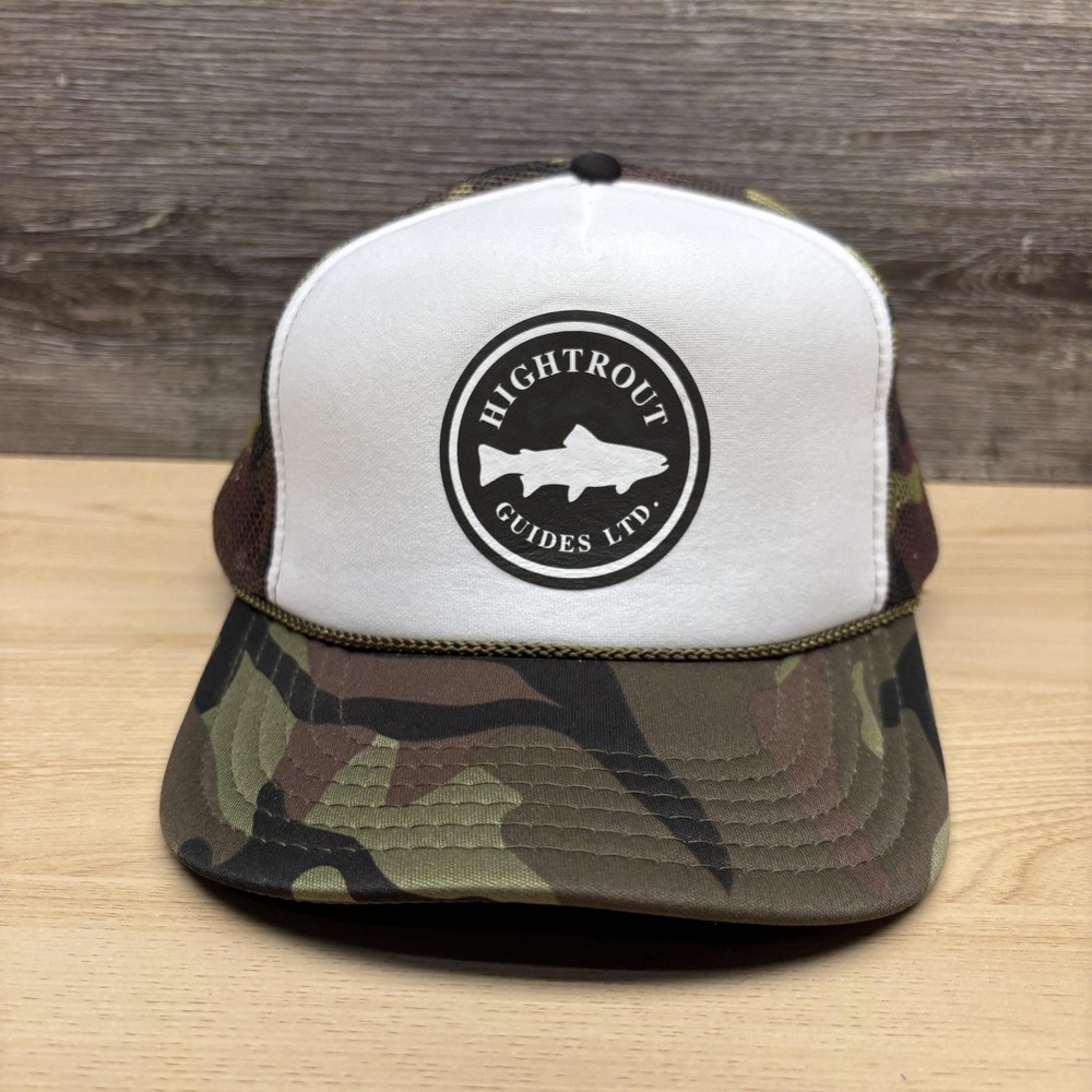 Hightrout Guides Ltd Hat Cap Snap Back Camo Mesh Trucker White Mens Fishing